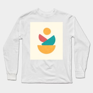 bowl, plates , Abstract design , Mid century modern kids wall art, Nursery room Mounted Print Long Sleeve T-Shirt